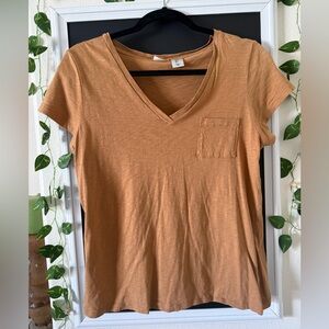 Studio Tan V-Neck Short Sleeve Top